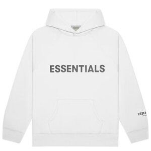 FEAR OF GOD ESSENTIALS 3D Silicon Applique Pullover Hoodie White L
